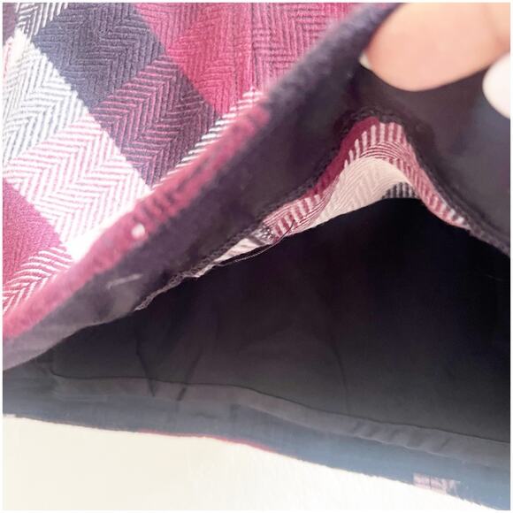 Free People Twiggy Herringbone Wool Like Mini Skirt Size 0 Maroon Ivory Boho - Picture 8 of 10